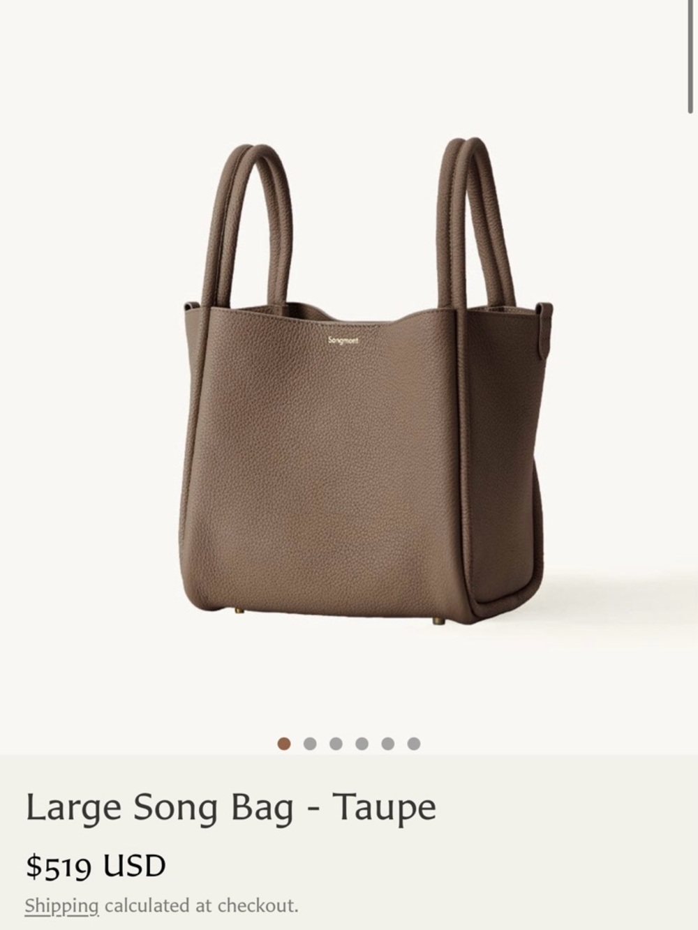 Songmont Taupe Pebbled Leather Double-Handle Satchel